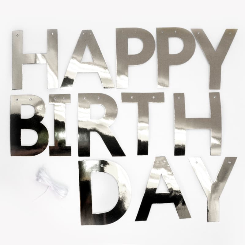 Гирлянда Happy Birthday, Серебро, Металлик, 250 см