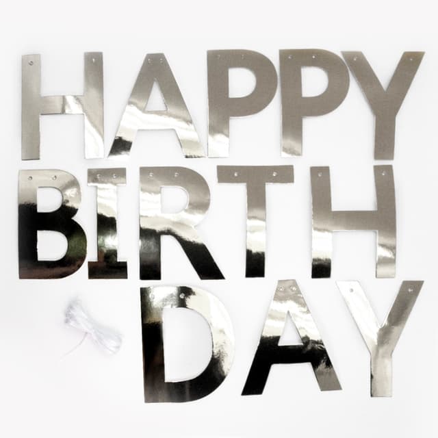 Гирлянда Happy Birthday, Серебро, Металлик, 250 см Гирлянда Happy Birthday, Серебро, Металлик, 250 см