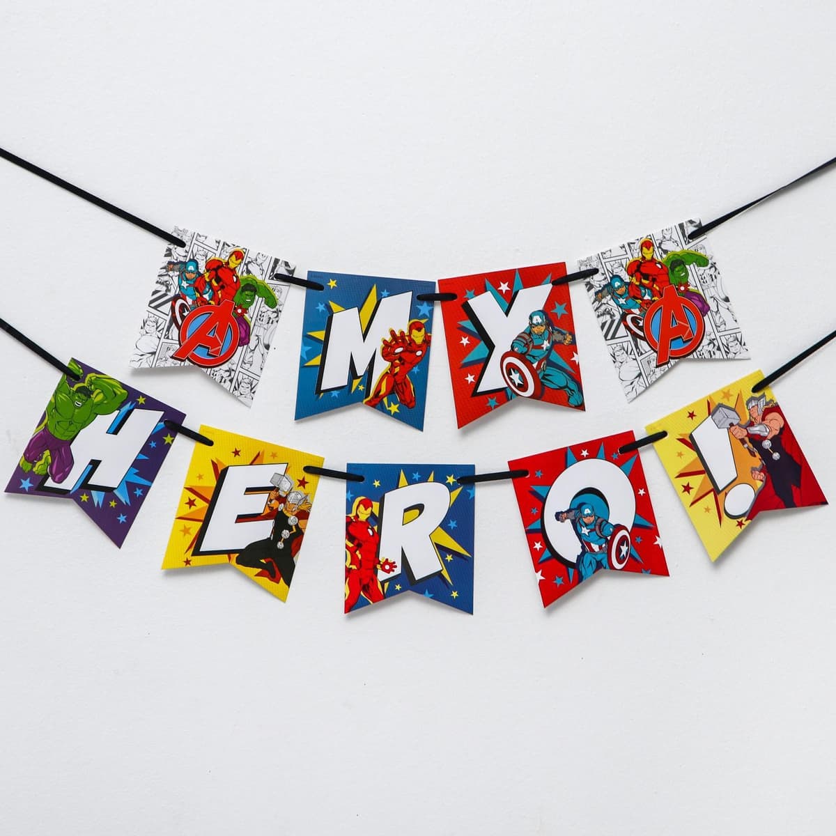 Гирлянда на ленте "My Hero" длина 2,4 м, Мстители, MARVEL