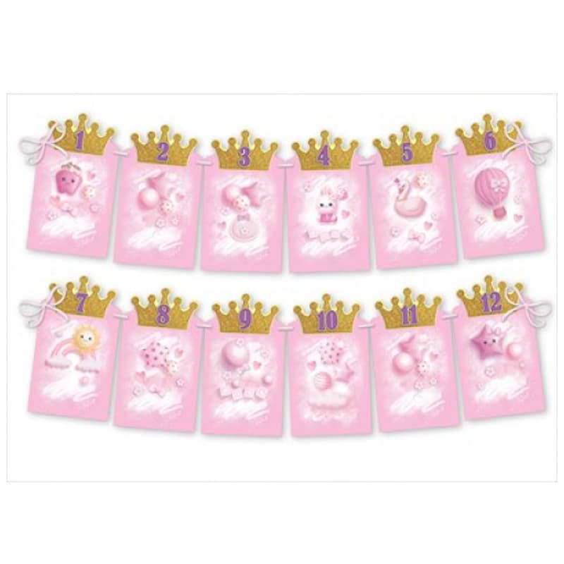 Гирлянда на ленте "Первый годик" с прорезями для фото, розовый