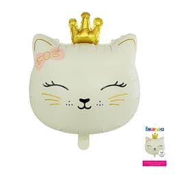 К 18/45 Котенок принцесса с короной, пудровый / White cat with crown