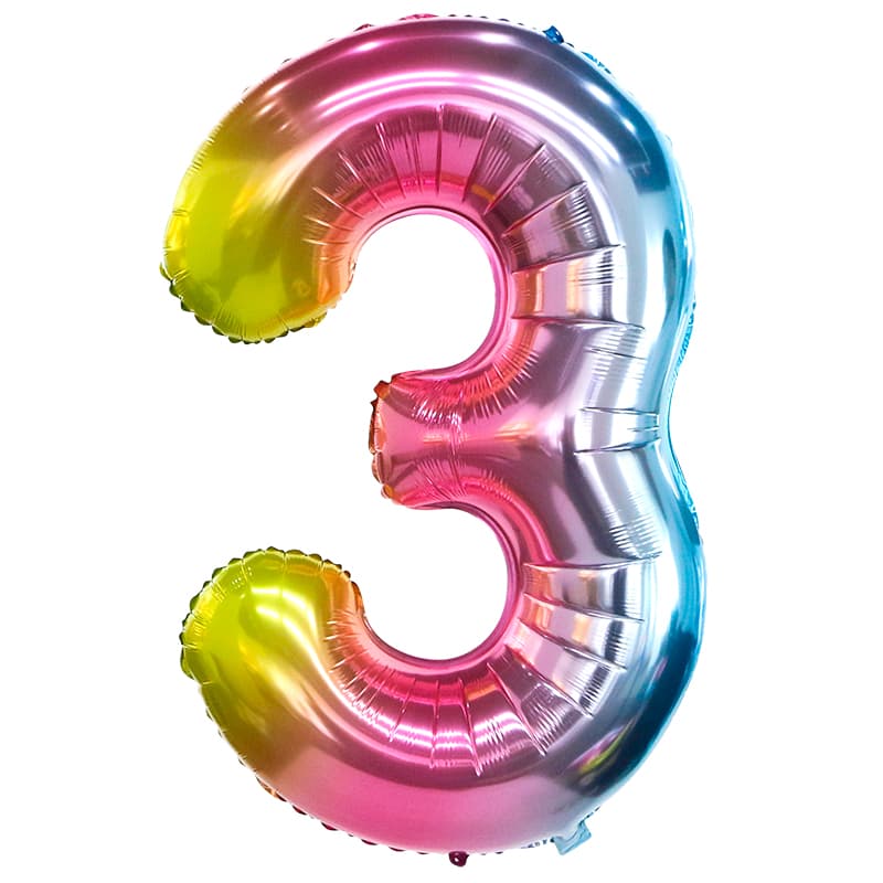 К 40 Цифра 3 Радуга нежный градиент / 100 см