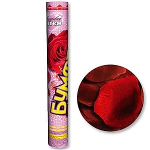 Хлопушка Бумфети 40см Лепестки роз бордо Хлопушка Бумфети 40см Лепестки роз бордо