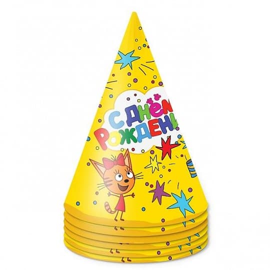 Колпаки Три Кота,желтый/6шт/ Колпаки Три Кота,желтый/6шт/