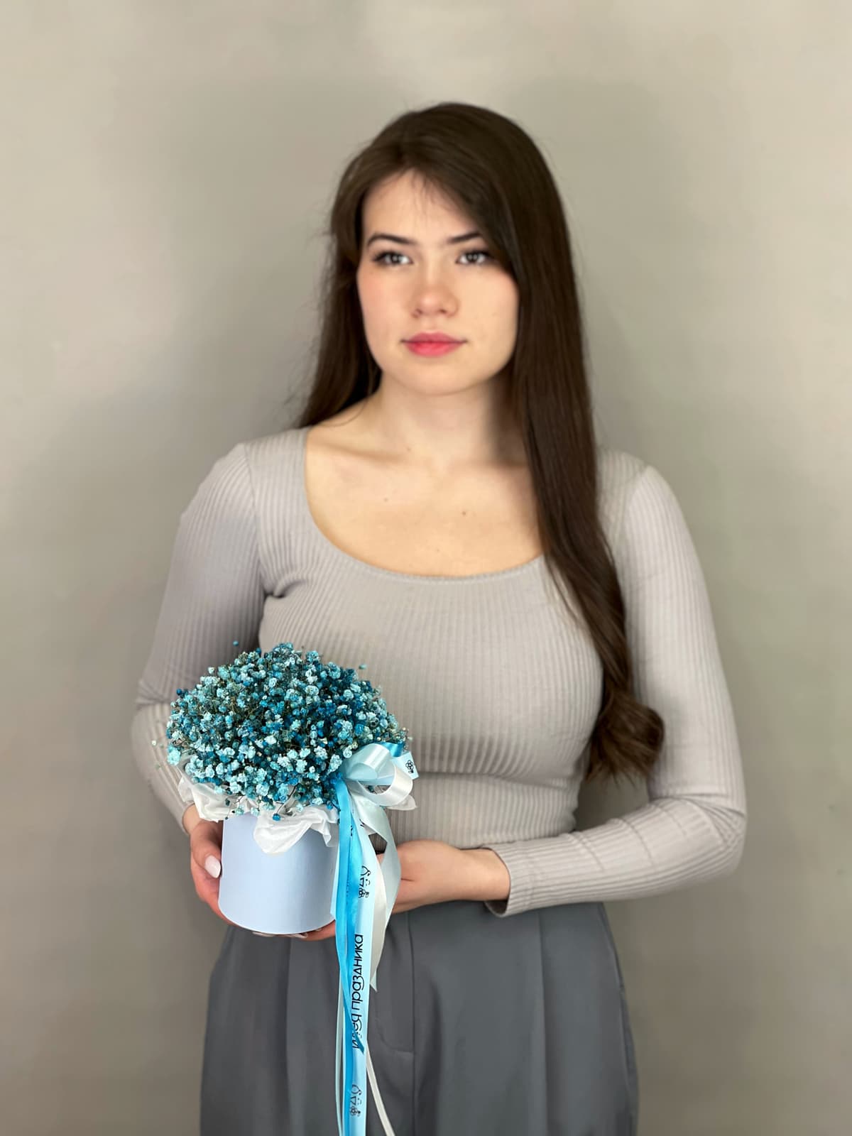 Композиция из гипсофилы в коробке "Blue" S
