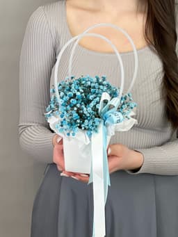 Композиция из гипсофилы в сумочке "Blue" XS