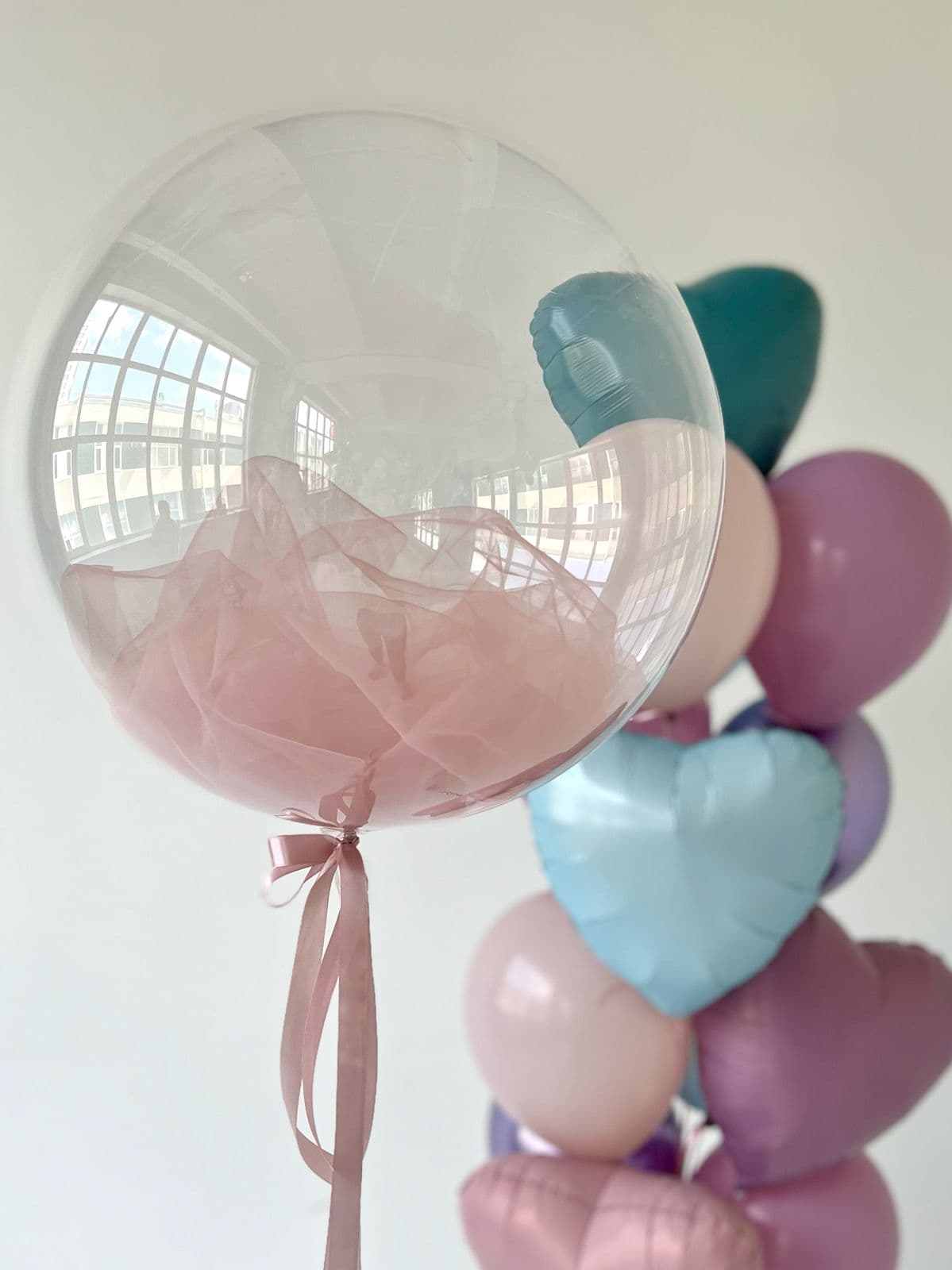 Композиция из шаров «Пудра, лаванда, лазурь»