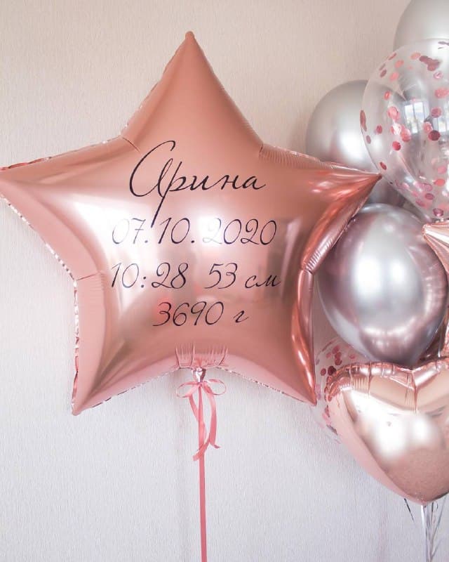 Композиция из шаров "Розовый и серебро"