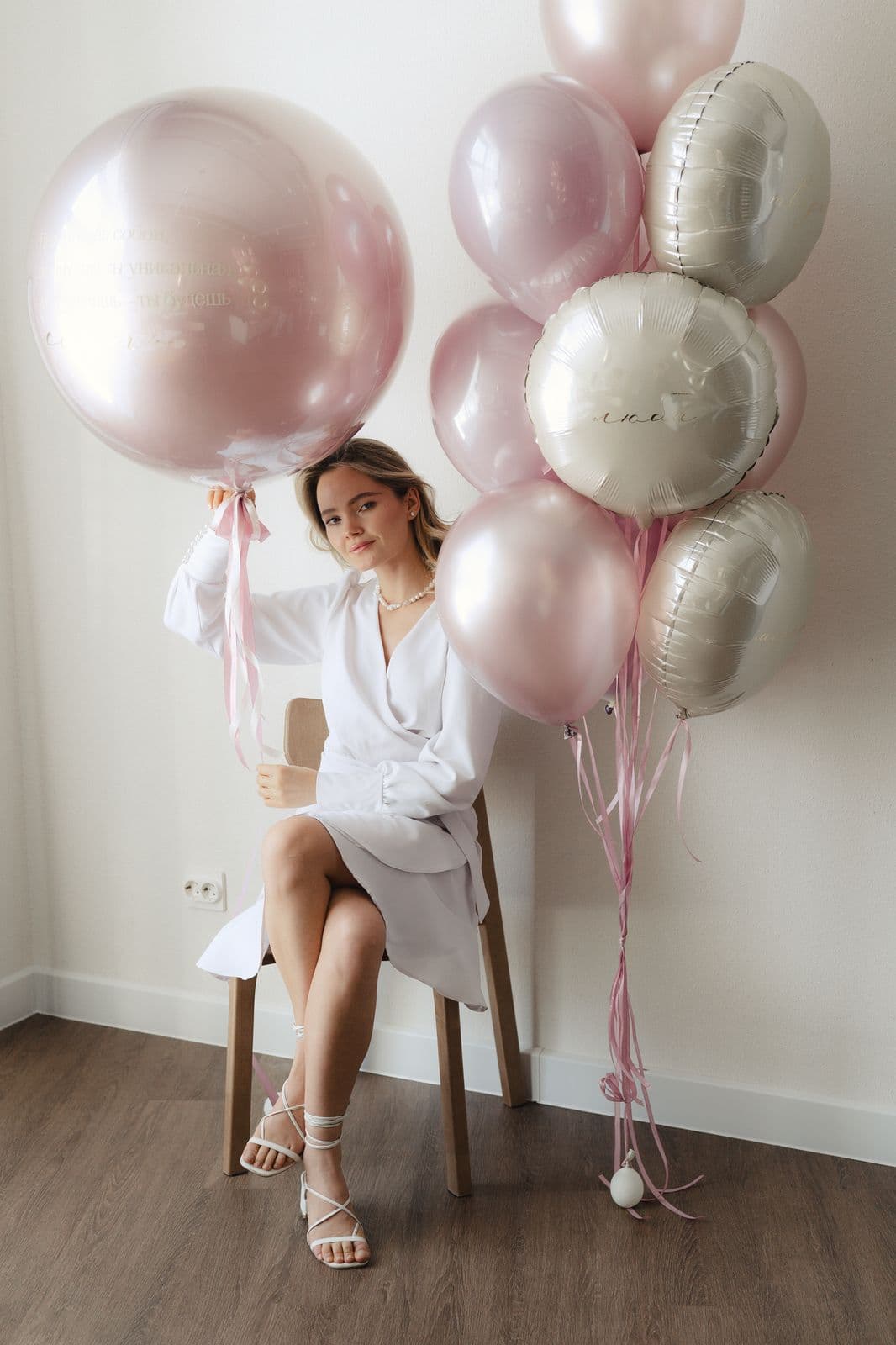 Композиция из шаров «Розовый шелк»