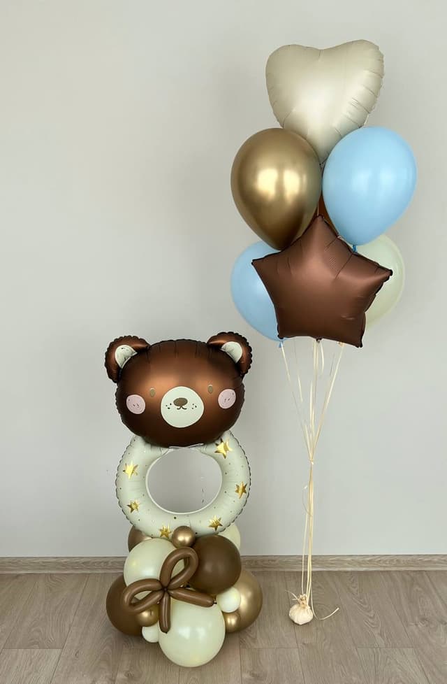 Композиция из шаров с воздухом «Звездный мишка» Композиция из шаров с воздухом «Звездный мишка»