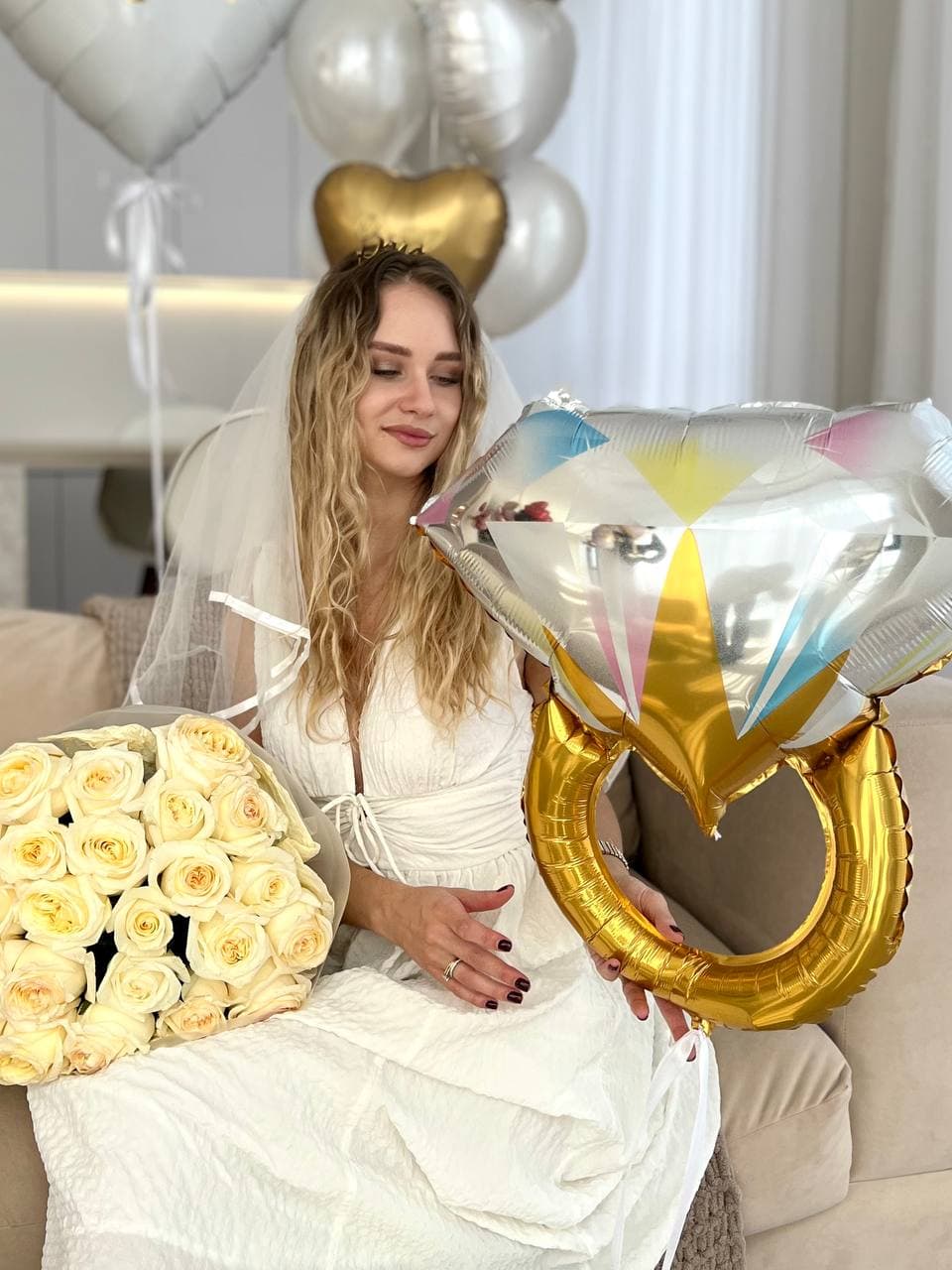 Композиция из шаров «Bride белый»