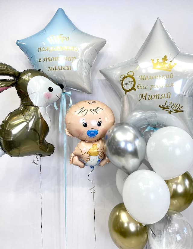 Композиция из шаров «Добро пожаловать малыш!» Композиция из шаров «Добро пожаловать малыш!»