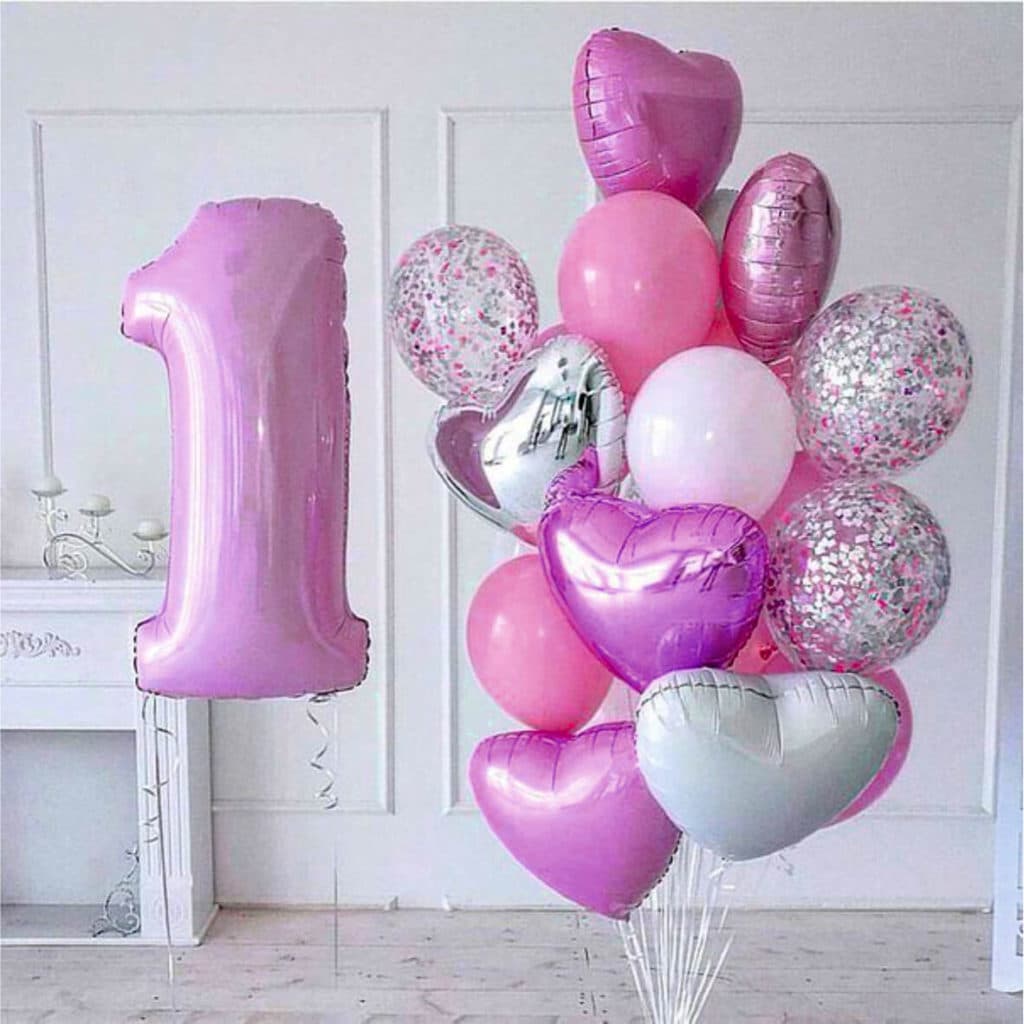 Композиция из шаров "Сердечки и конфетти"