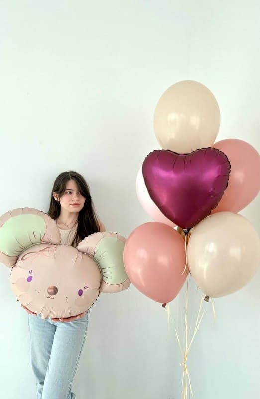 Композиция из шаров «Мышонок розовый»