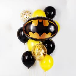 Композиция из шаров на грузах "Эмблема Бэтмена"