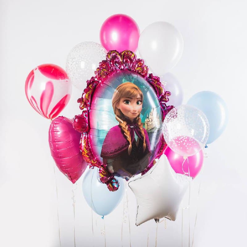 Композиция из шаров на грузах "Холодное сердце.Анна"