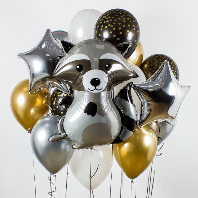 Композиция из шаров на грузах «Лесной енот» Композиция из шаров на грузах «Лесной енот»