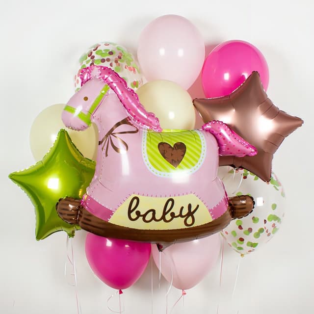 Композиция из шаров на грузах "Моя лошадка" Композиция из шаров на грузах "Моя лошадка"