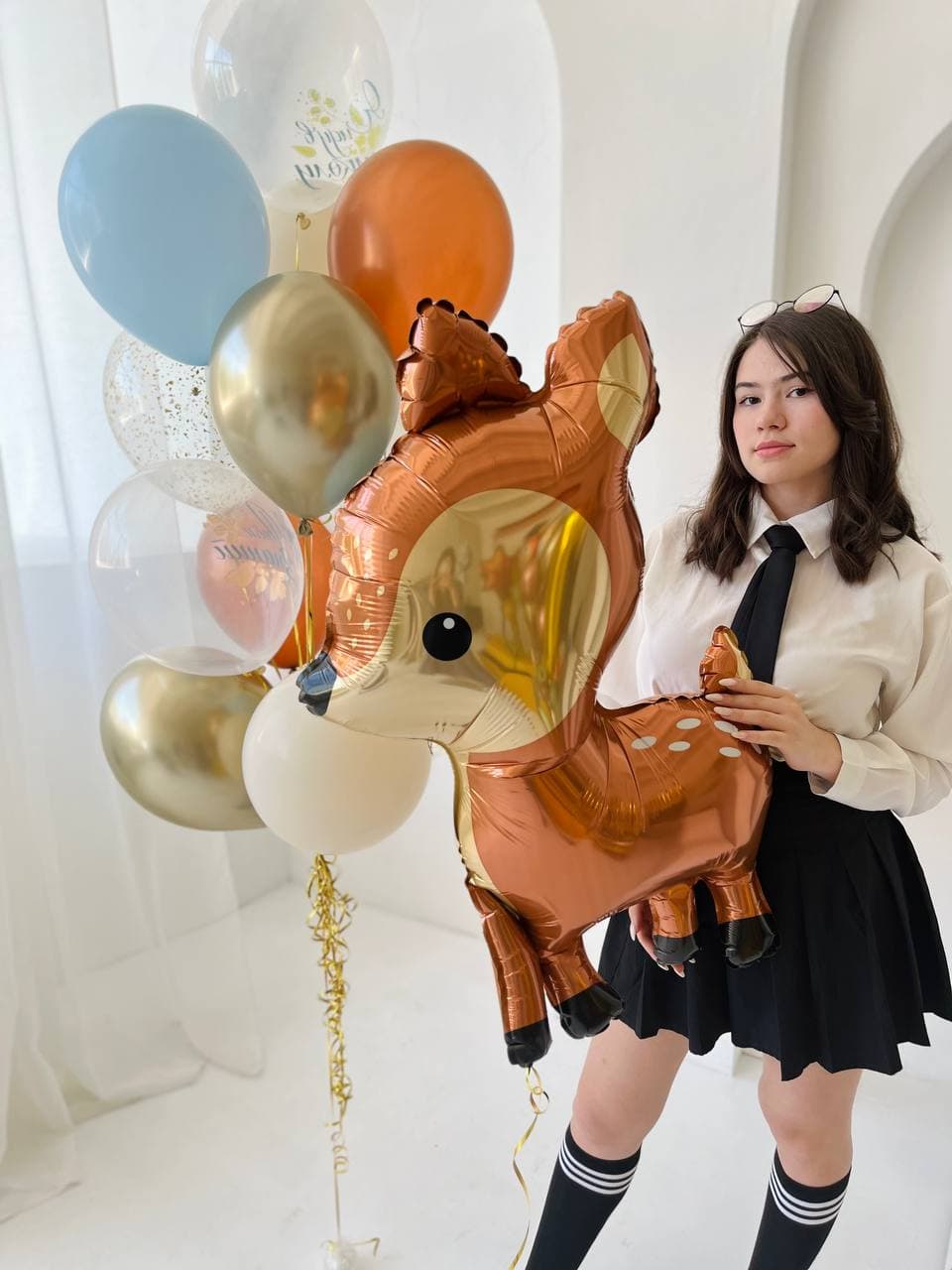 Композиция из шаров "Оленёнок и фонтан"