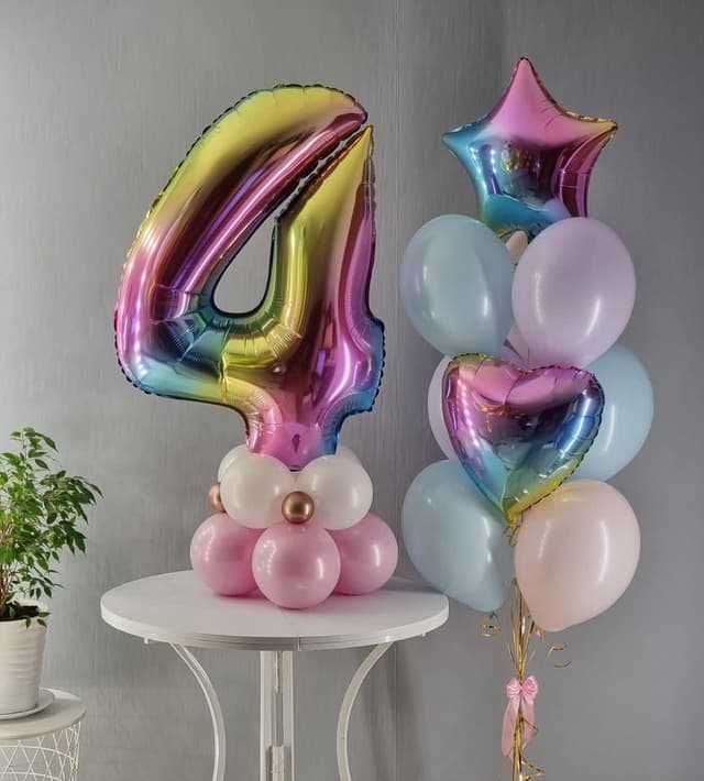 Композиция из шаров "Радужная цифра" Композиция из шаров "Радужная цифра"