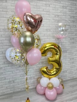 Композиция из шаров с воздухом «Розовое золото»