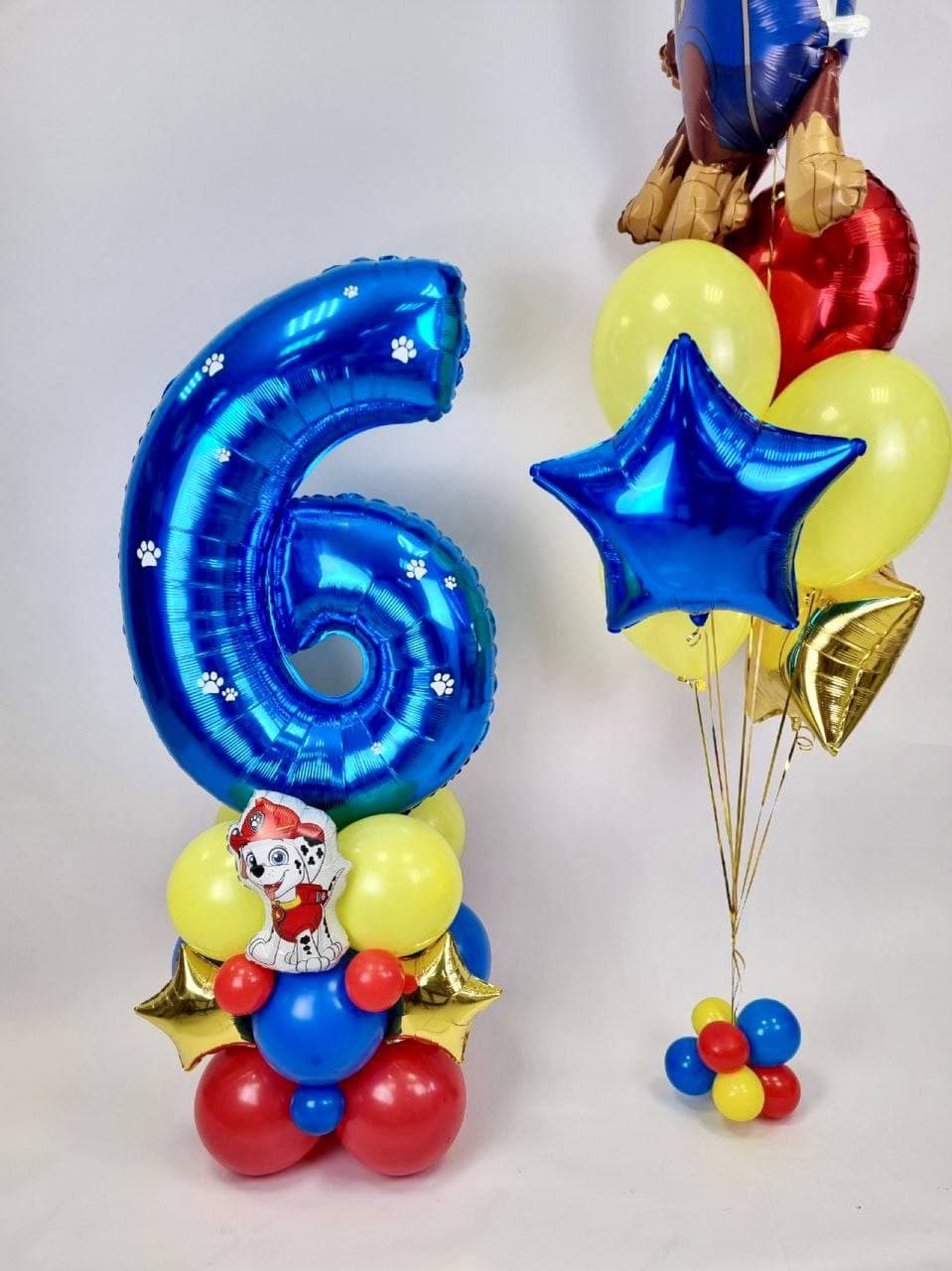 Композиция из шаров с воздухом "Щенячий патруль, Чейз"