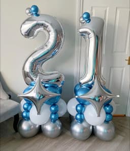 Композиция из шаров с воздухом "Серебряные цифры"