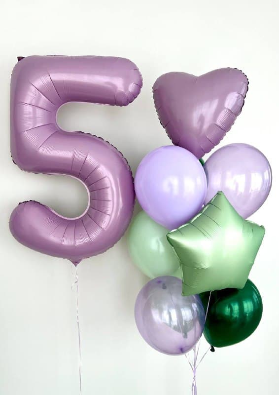 Композиция из шаров с воздухом «Сиреневый Дино»