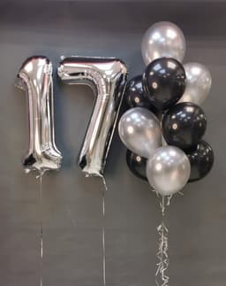 Композиция из шаров "Серебро и черный"
