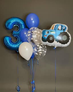 Композиция из шаров «Синий трактор едет к нам»