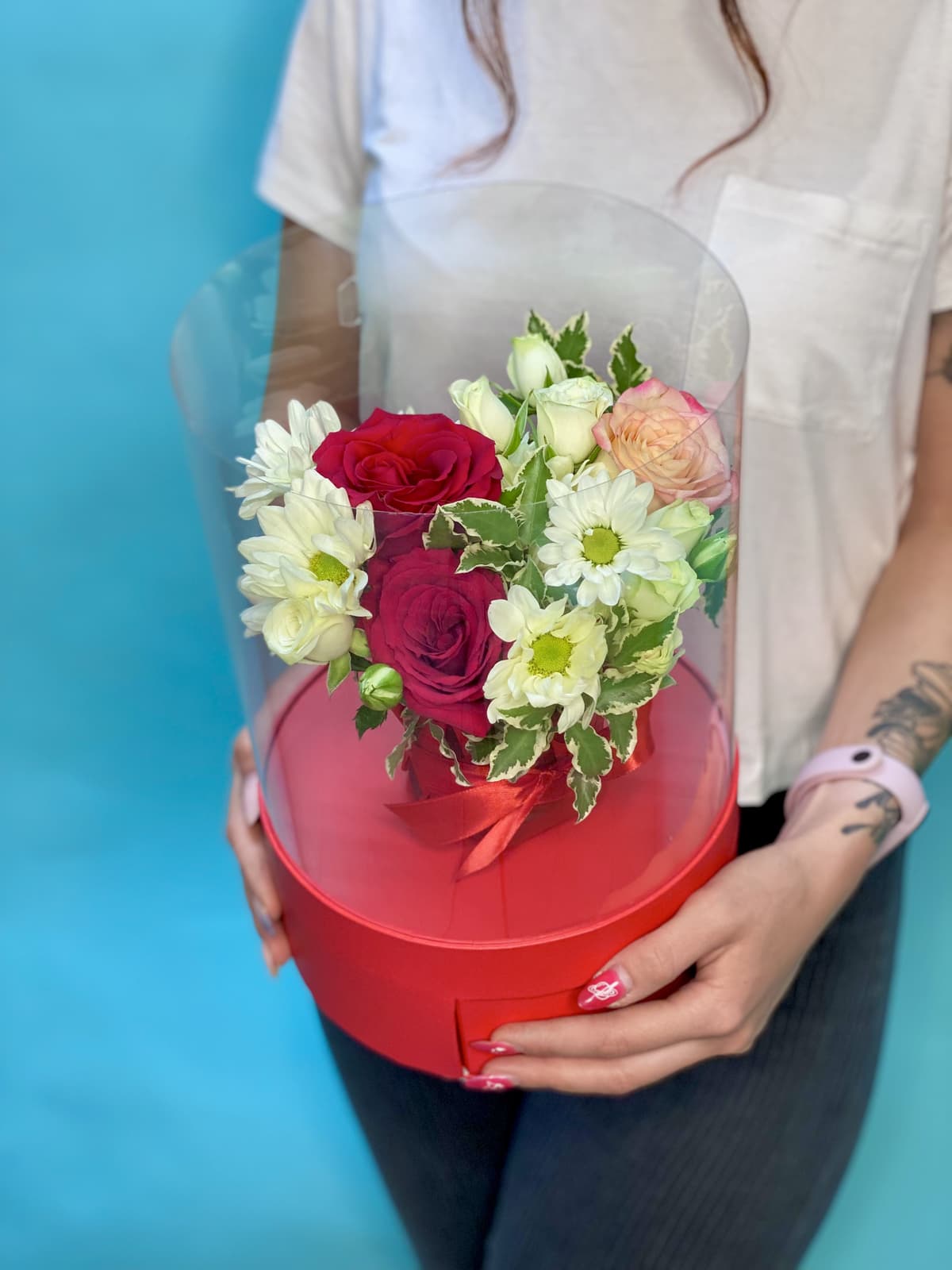 Цветочная композиция в аквариуме с сюрпризом №1