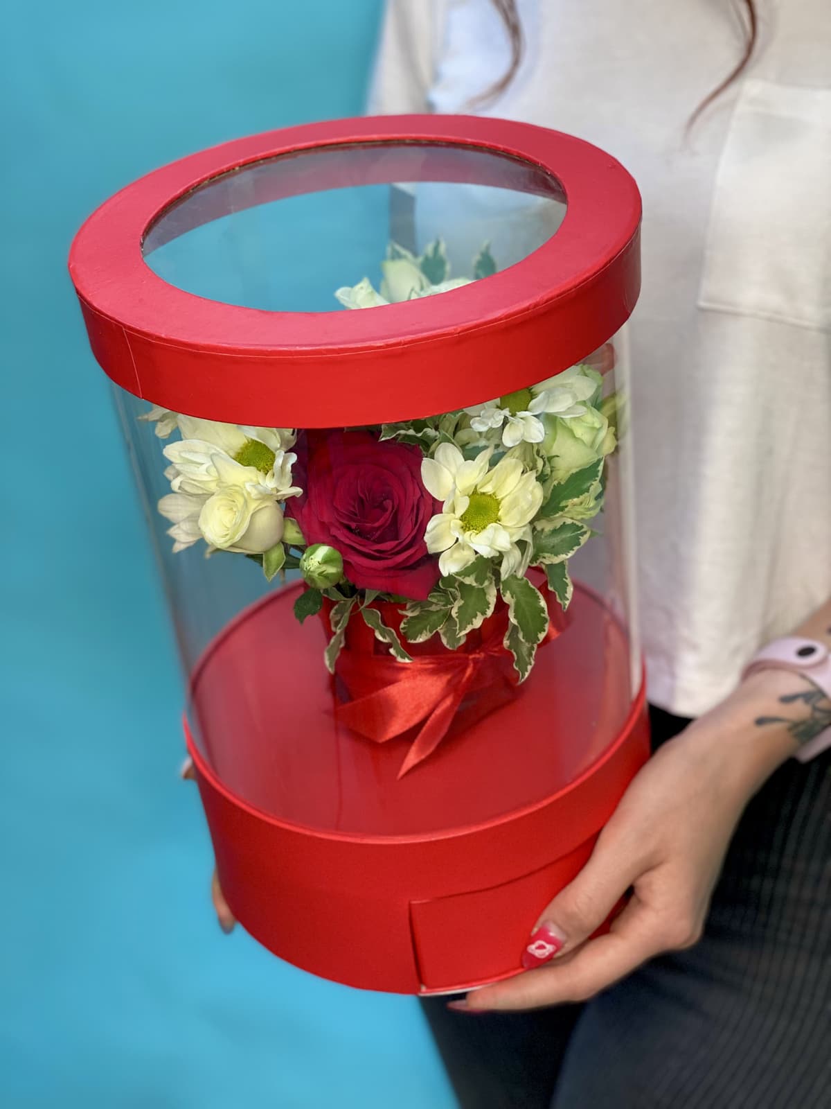 Цветочная композиция в аквариуме с сюрпризом №1