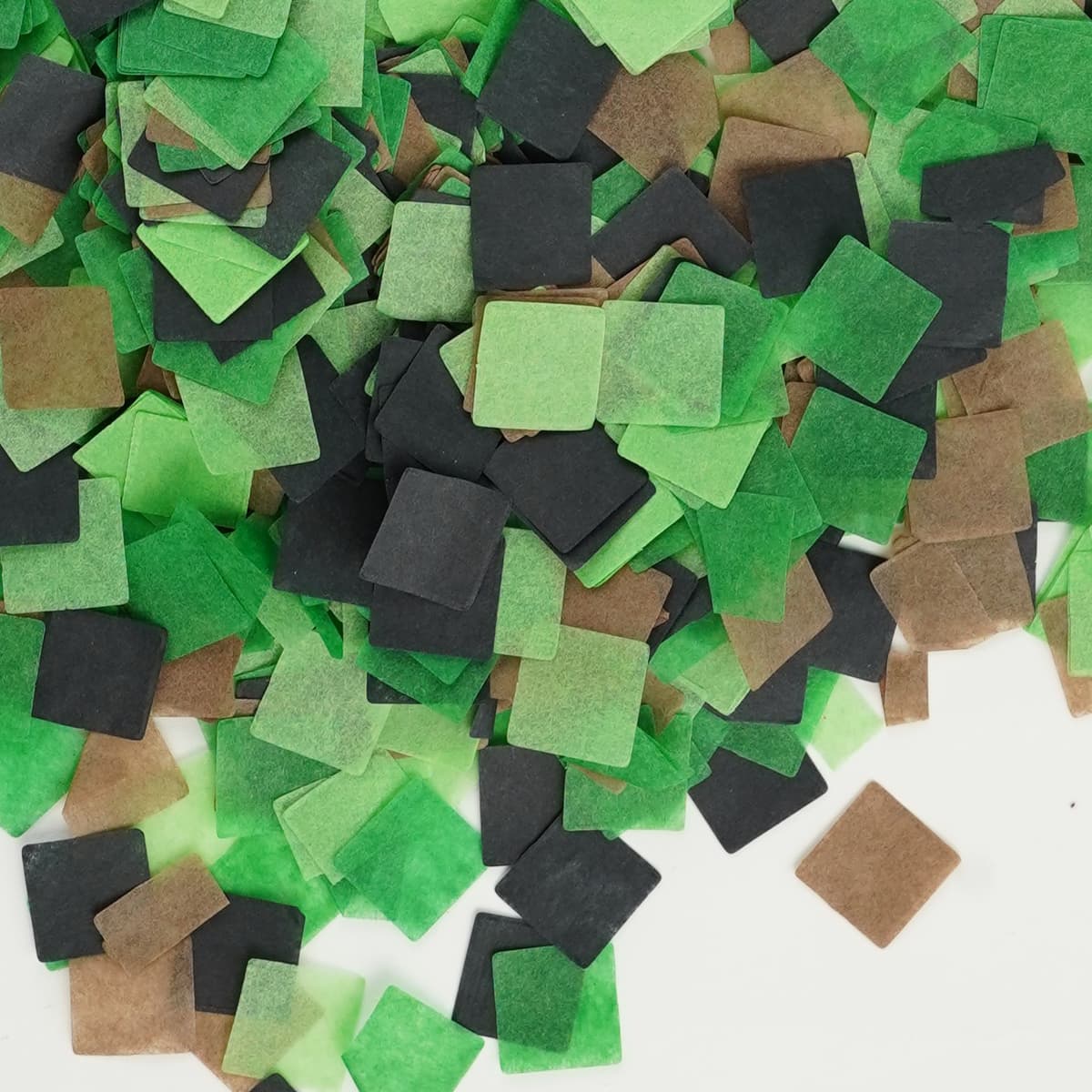 Конфетти тишью квадратное , Пиксели , Зеленый/Коричневый/Черный, 1,5 см, 1гр.