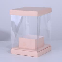 Коробка для цветов с вазой и PVC окнами складная «Бежевая», 16 х 23 х 16 см