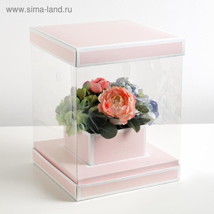 Коробка для цветов с вазой и PVC окнами складная Follow Your Dreams, 23 х 30 х 23 см