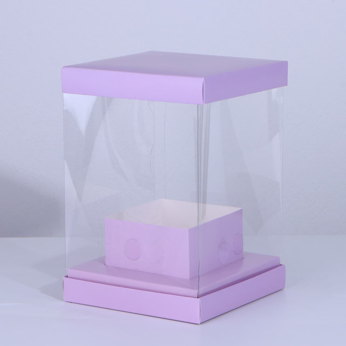 Коробка для цветов с вазой и PVC окнами складная «Лаванда», 16 х 23 х 16 см