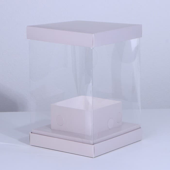 Коробка для цветов с вазой и PVC окнами складная «Серая», 16 х 23 х 16 см