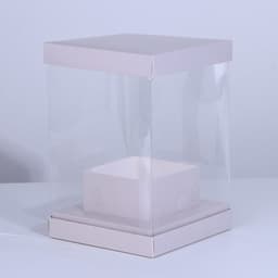 Коробка для цветов с вазой и PVC окнами складная «Серая», 16 х 23 х 16 см