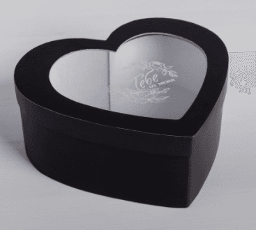 Коробка-сердце с PVC «Тебе от меня», черный, 19 х 15 х 8 см