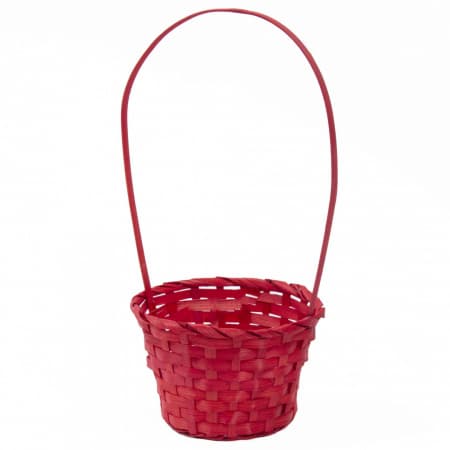Корзина плетеная "Бамбук" D13хН9,5/28см. Красная