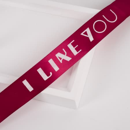 Лента декоративная "I like you" 2,5см*36м Бордо 01 т.м.180