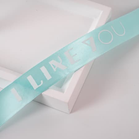 Лента декоративная "I like you" 2,5см*36м Нежно-голубой 11 т.м.180