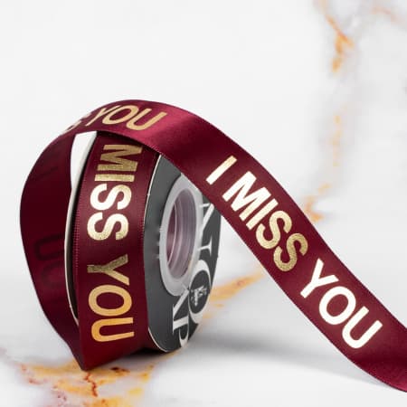 Лента декоративная "I miss you" 2,5см*25Y Бордовая 11 Лента декоративная "I miss you" 2,5см*25Y Бордовая 11