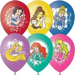 M 12"/30см Пастель+Декоратор (шелк) 1 ст. 4 цв. рис Дисней цветной Принцессы