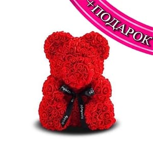 Мишка из роз красный 40 см + ПОДАРОК Мишка из роз красный 40 см + ПОДАРОК