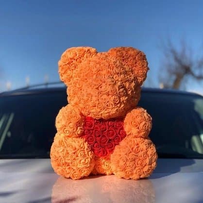 Мишка из роз оранжевый 40 см Мишка из роз оранжевый 40 см