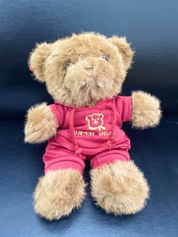 Мишка в бордовом костюме , коричневый