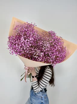 Моно букет из 9 розовых Гипсофил в фоамиране