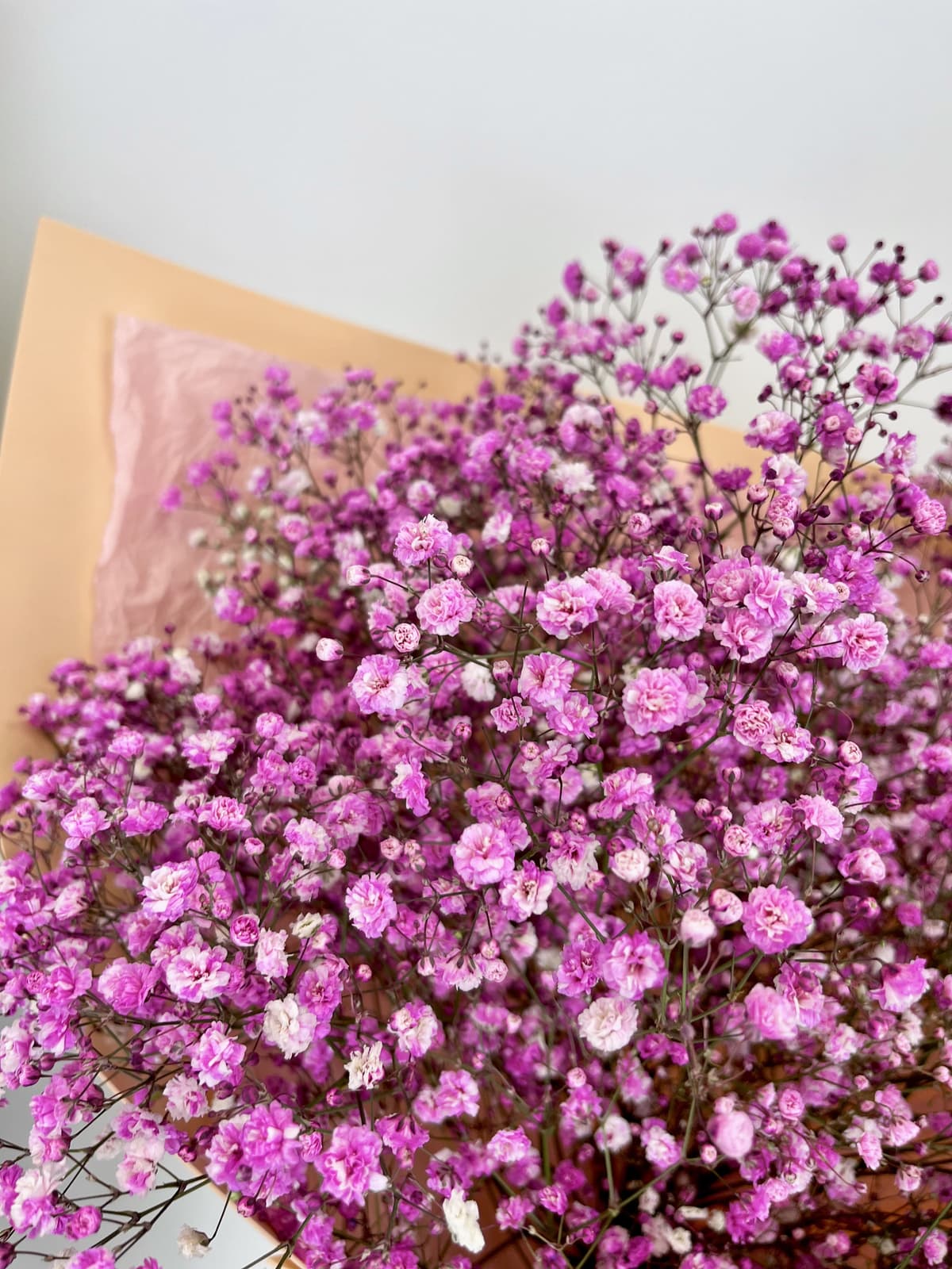 Моно букет из 9 розовых Гипсофил в фоамиране