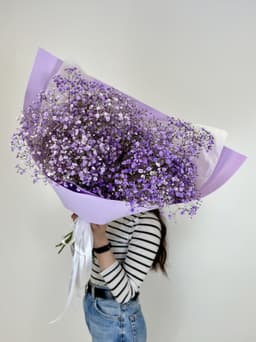 Моно букет из 9 сиреневых Гипсофил в фоамиране